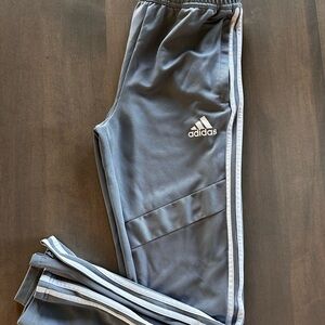 Adidas Gray Track Pants with White Stripes